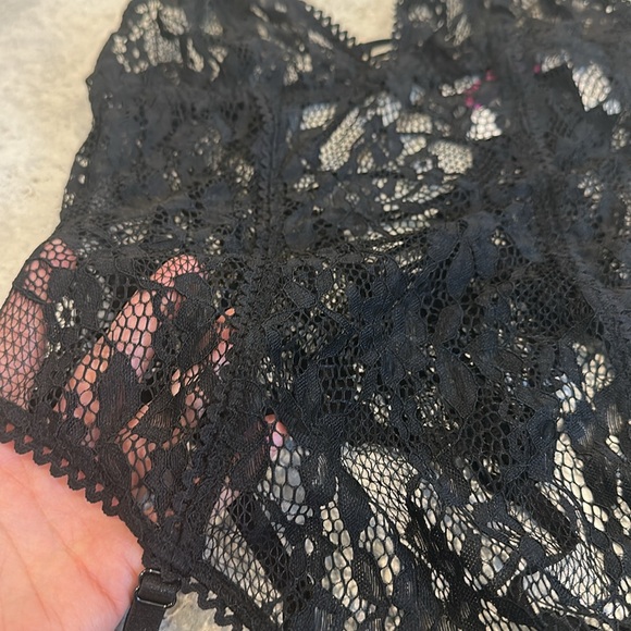 Black Lace Bodysuit with Straps - Picture 2 of 7